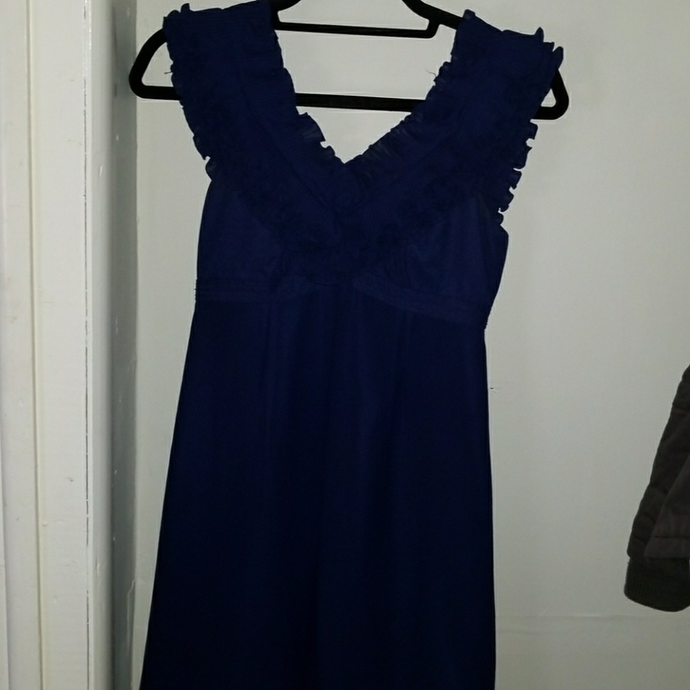 Dark navy ruffle v-neck dress